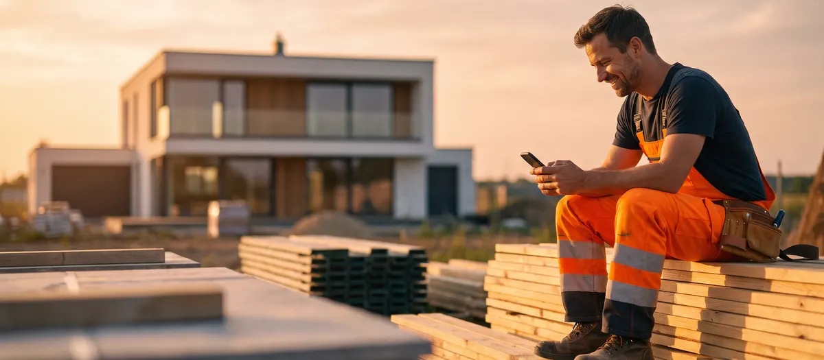 Handwerker bei der Arbeit auf der Baustelle
